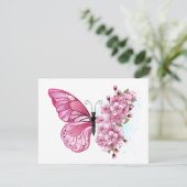 Carte Papillon de fleurs avec Sakura rose (Debout devant)
