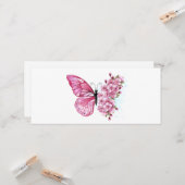 Carte Papillon de fleurs avec Sakura rose (Devant/Arrière en situation)