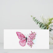 Carte Papillon de fleurs avec Sakura rose (Debout devant)