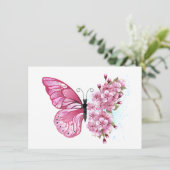 Carte Papillon de fleurs avec Sakura rose (Debout devant)