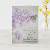 Carte Papillon de l'amitié sur la floraison violette Lil (Fleur jaune)