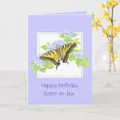 Carte Papillon de machaon sur l'art de fleur d'hortensia (Fleur jaune)