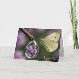 Carte Papillon de sympathie et goutte de rosée avec lila