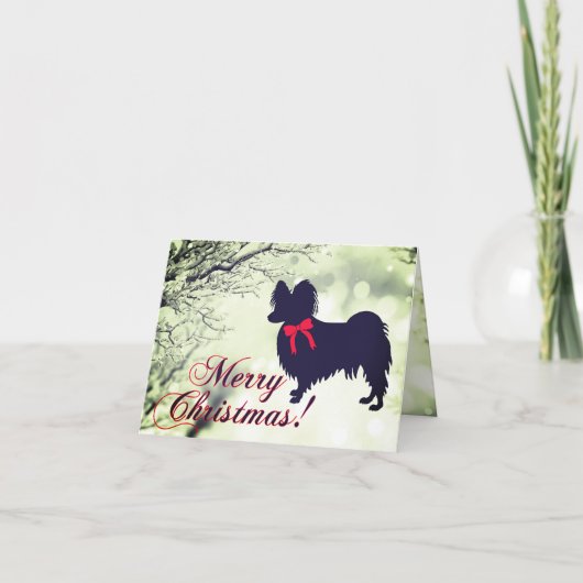 Carte Papillon Dog Merry Christmas Card (Devant)