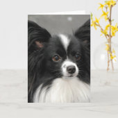 Carte Papillon Dog  Note Card (Fleur jaune)
