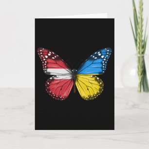 Carte Papillon du drapeau letton ukrainien Lettonie Ukra