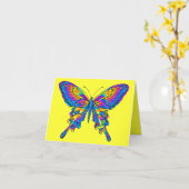 Carte Papillon en Beau Multi-Couleur avec Bleu (Fleur jaune)