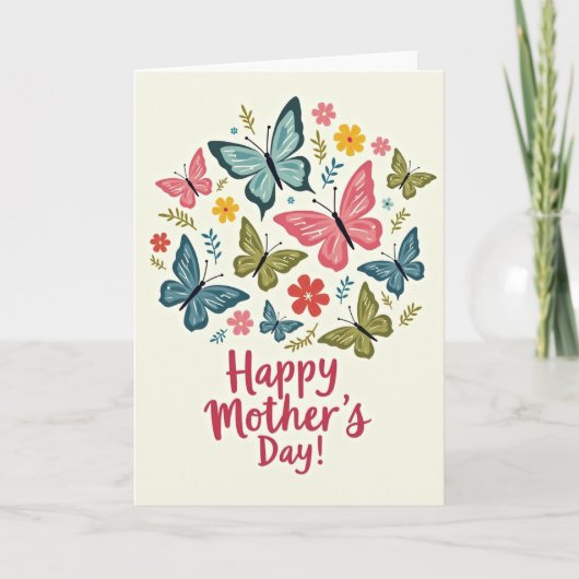 Carte Papillon en Faux Feuillage (Devant)