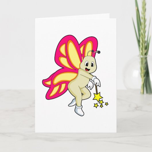 Carte Papillon en magicien avec baguette magique (Devant)