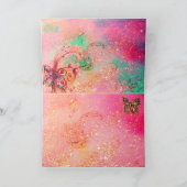 Carte PAPILLON EN  PAILLAGES D'OR ,Rose Vert Teal (Intérieur)