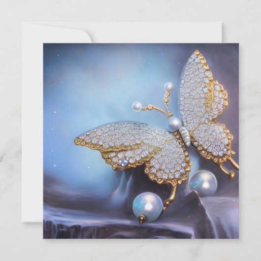 Carte Papillon en pierre de Pearl vintage (Devant)