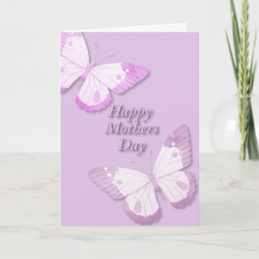 Carte Papillon en rose avec du rose (Devant)