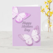 Carte Papillon en rose avec du rose (Fleur jaune)