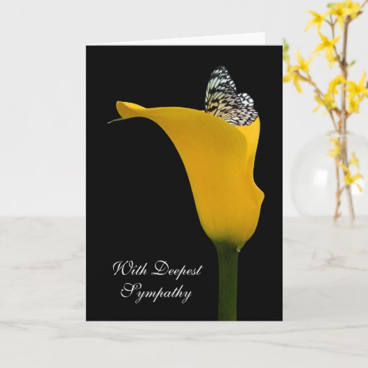 Carte Papillon en Sympathie à Calla Lily (Fleur jaune)