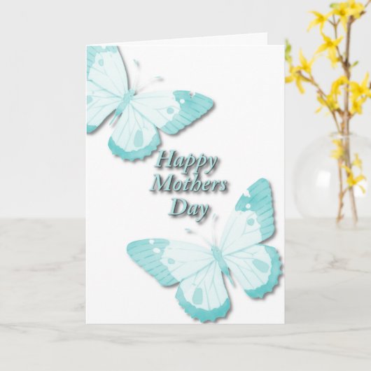Carte Papillon en Turquoise (Fleur jaune)