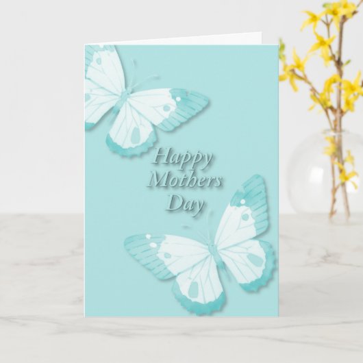 Carte Papillon en Turquoise avec Turquoise (Fleur jaune)