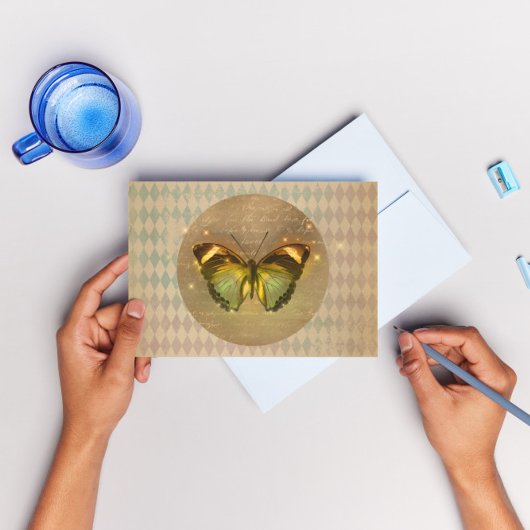 Carte Papillon enchâssé vintage