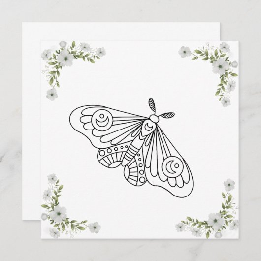 Carte Papillon et fleurs (Devant / Derrière)