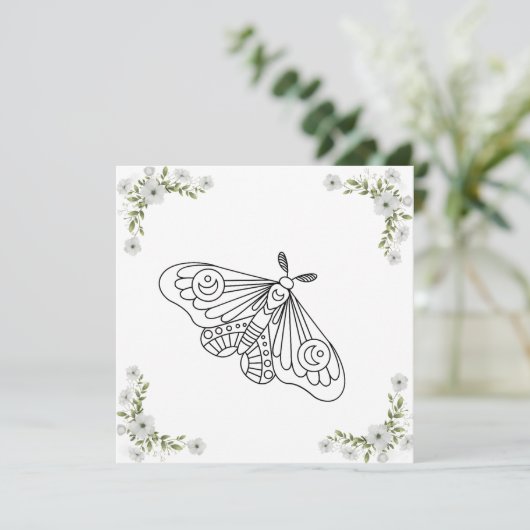 Carte Papillon et fleurs (Debout devant)