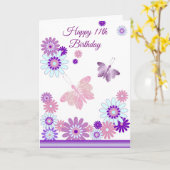 Carte Papillon Et Fleurs Personnalisé 11e Anniversaire (Fleur jaune)