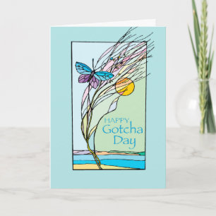 Carte Papillon et jour de la Gotcha, adoption, Turquoise