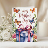 Carte Papillon floral aquarelle pour la fête des mères