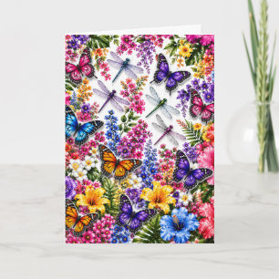 Carte Papillon Floral Fantaisiste