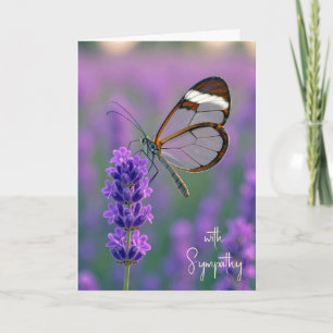 Carte Papillon Glasswing à l'aile de verre sur la lavand