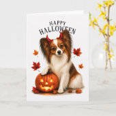Carte Papillon Halloween Diable Chien (Fleur jaune)