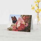 Carte Papillon impressionniste et fleurs roses (Fleur jaune)