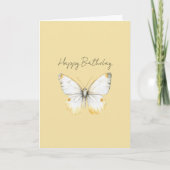 Carte Papillon Jaune Blanc Anniversaire (Devant)