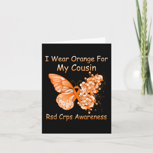 Carte Papillon Je Porte Orange Pour Mon Cousin RSD CRPS (Devant)
