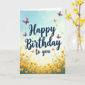 Carte Papillon Joyeux (Fleur jaune)