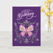 Carte papillon Joyeux Anniversaire (Fleur jaune)