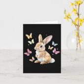 Carte Papillon lapin de Pâques mignon (Fleur jaune)