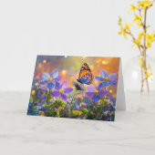 Carte Papillon minuscule sur les Fleurs sauvages au leve (Fleur jaune)