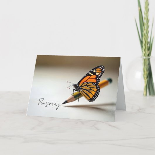 Carte Papillon Monarch de Condoléances sur un Crayon (Devant)