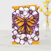 Carte Papillon Monarch Floral (Fleur jaune)