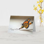 Carte Papillon Monarch pour 60 ans sur un crayon (Fleur jaune)