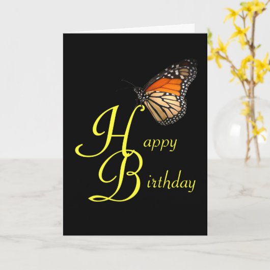 Carte Papillon Monarque Anniversaire (Fleur jaune)