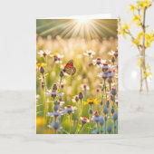 Carte Papillon Monarque Anniversaire Sur Fleur sauvage (Fleur jaune)