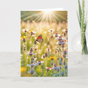 Carte Papillon Monarque Anniversaire Sur Fleur sauvage