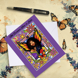 Carte Papillon monarque Fée Purple Floral