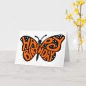 Carte Papillon Monarque Noir et Orange Joyeux Anniversai (Fleur jaune)