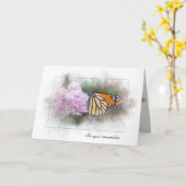 Carte papillon monarque sympathique sur fleur sauvage (Fleur jaune)