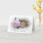 Carte papillon monarque sympathique sur fleur sauvage (Fleur jaune)