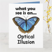 Carte Papillon Morpho Bleu Illusion d'Optique Citation D (Fleur jaune)