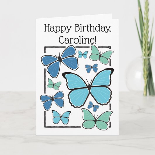 Carte Papillon Morpho bleu personnalisé Joyeux anniversa (Devant)