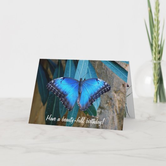 Carte Papillon Morpho commun bleu d'anniversaire (Devant)