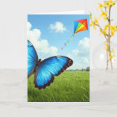 Carte Papillon Morpho Commun de Fête d'Anniversaire Fais (Fleur jaune)